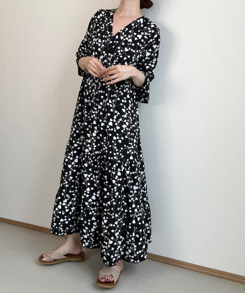 花柄シフォンワンピース